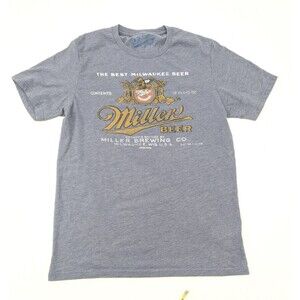 Old Navy Miller Beer Milwaukee Brewing Co. Logo Grey Gold T-Shirt Size Small
